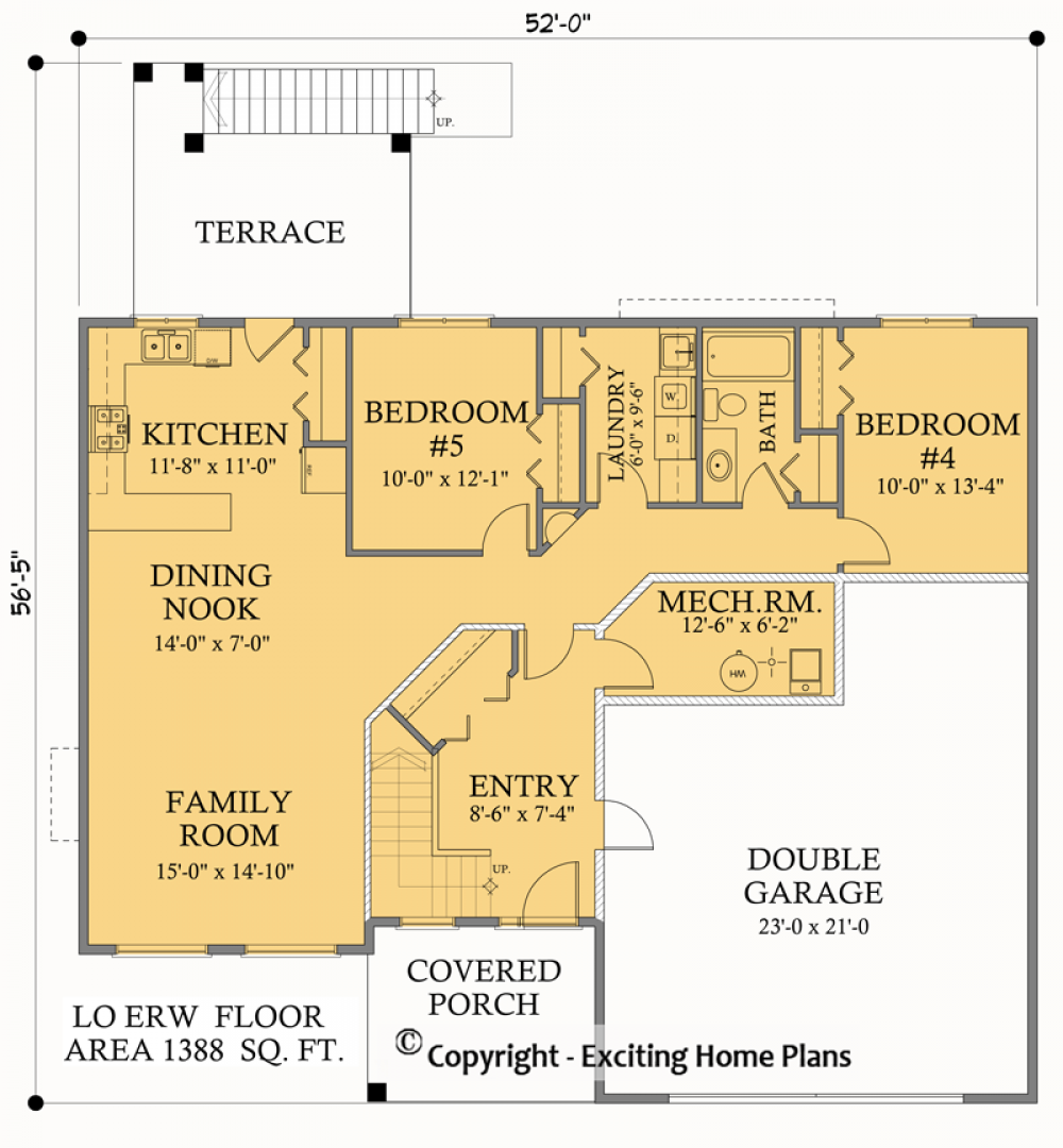 House Plan E1003-10M Lower Floor Plan