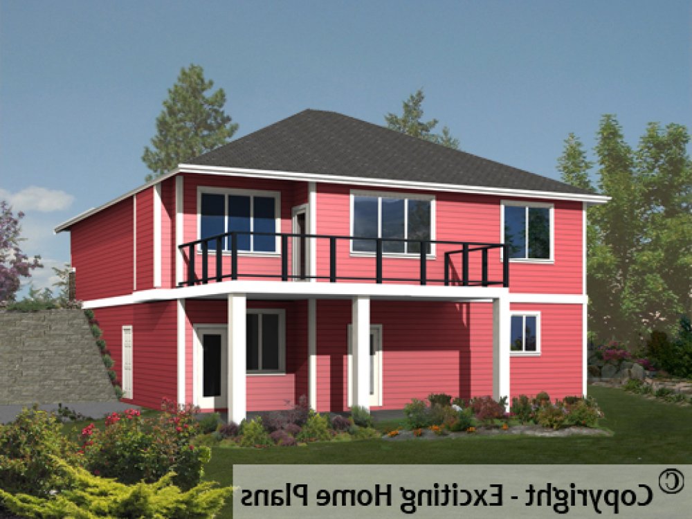 House Plan E1682-10 Rear 3D View REVERSE