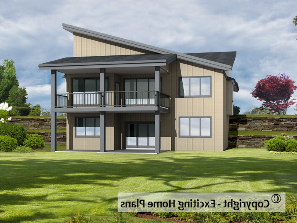 House Plan E1602-10 Rear 3D View REVERSE