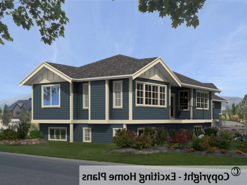 House Plan E1533-10 Rear 3D View REVERSE