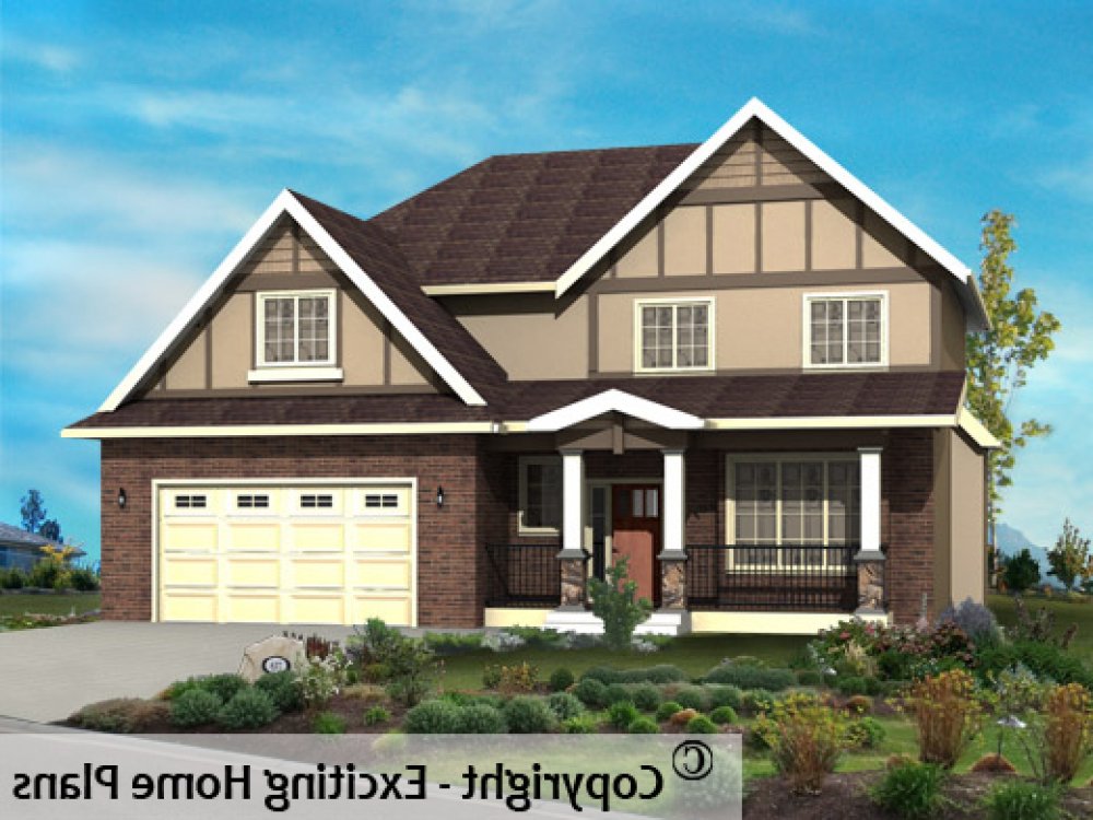 House Plan E1183-10 Exterior 3D View REVERSE