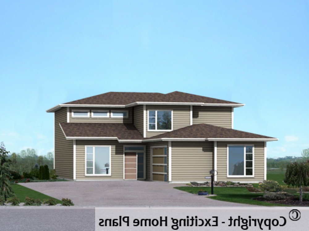 House Plan E1714-10 Front 3D View REVERSE