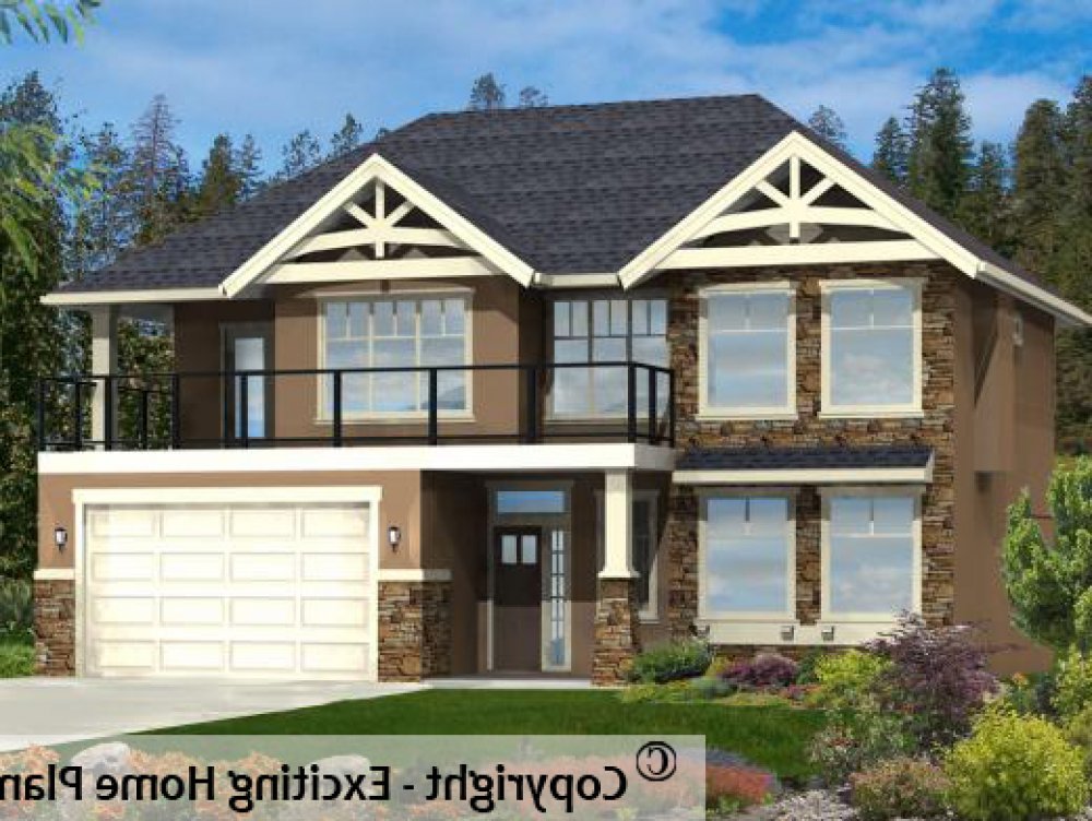 House Plan E1003-10 Exterior 3D View REVERSE