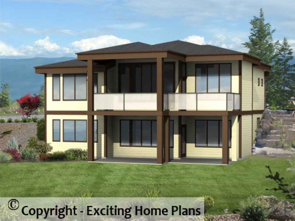 House Plan E1731-50 Rear 3D View