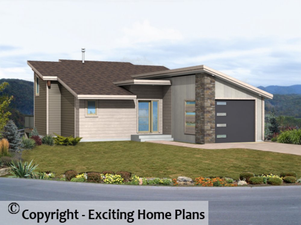 House Plan E1720-10 Front 3D View