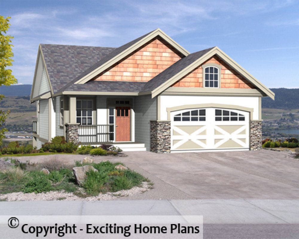 House Plan E1599 -10 Front 3D View