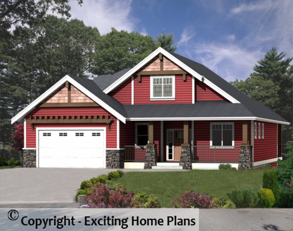 House Plan E1462-10 Front 3D View