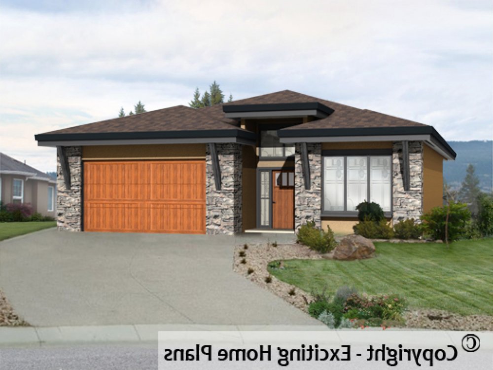 House Plan E1374-10 Exterior 3D View REVERSE