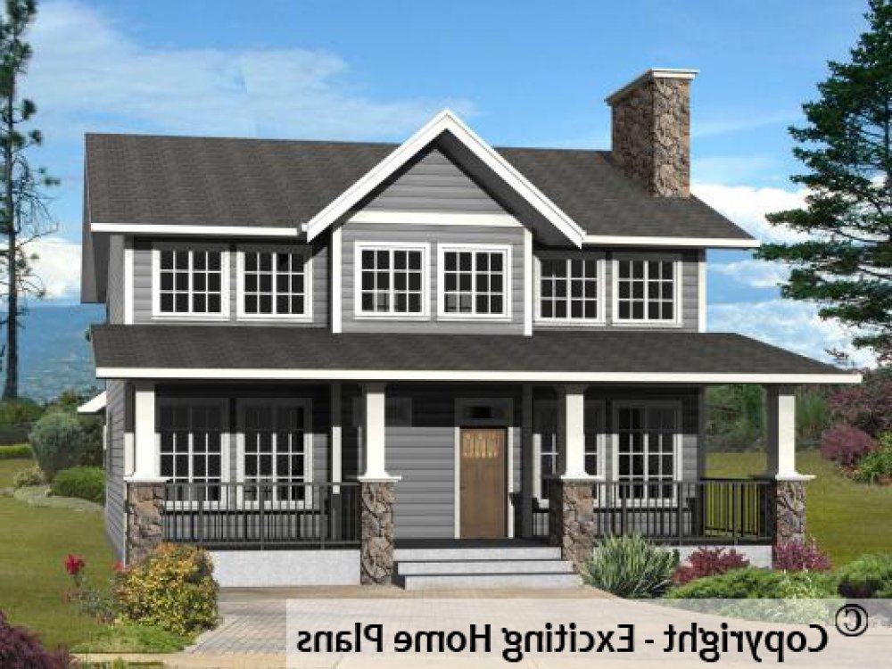 House Plan E1156-10 Exterior 3D View REVERSE