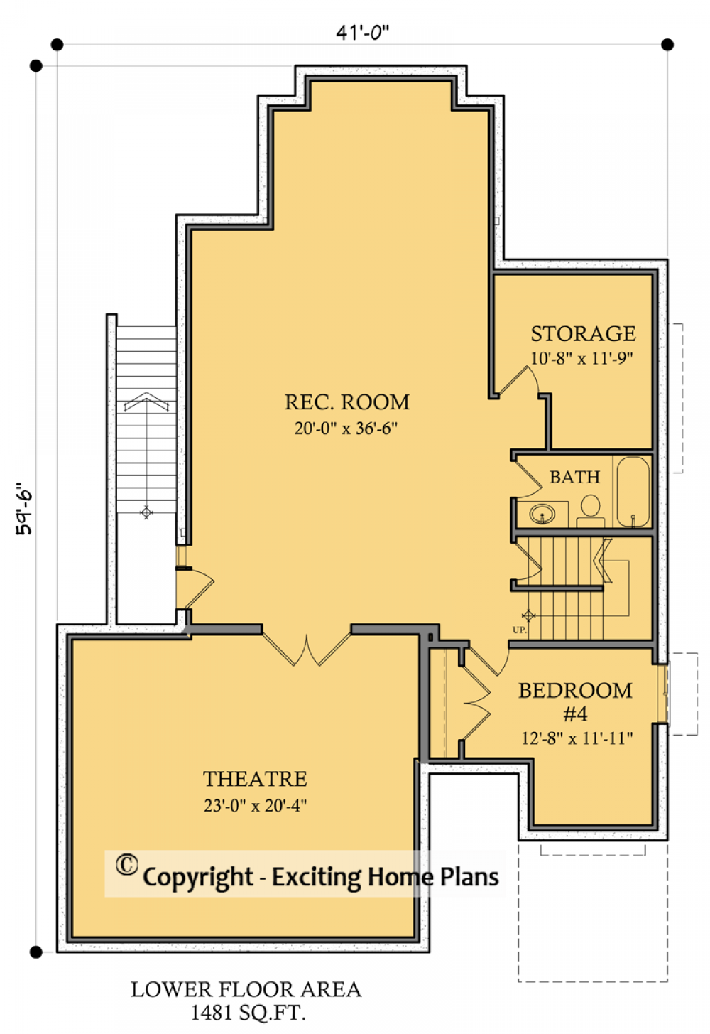 House Plan E1753-10 Lower Floor Plan