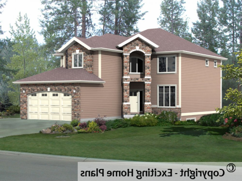 House Plan E1177-10 Front 3D View REVERSE