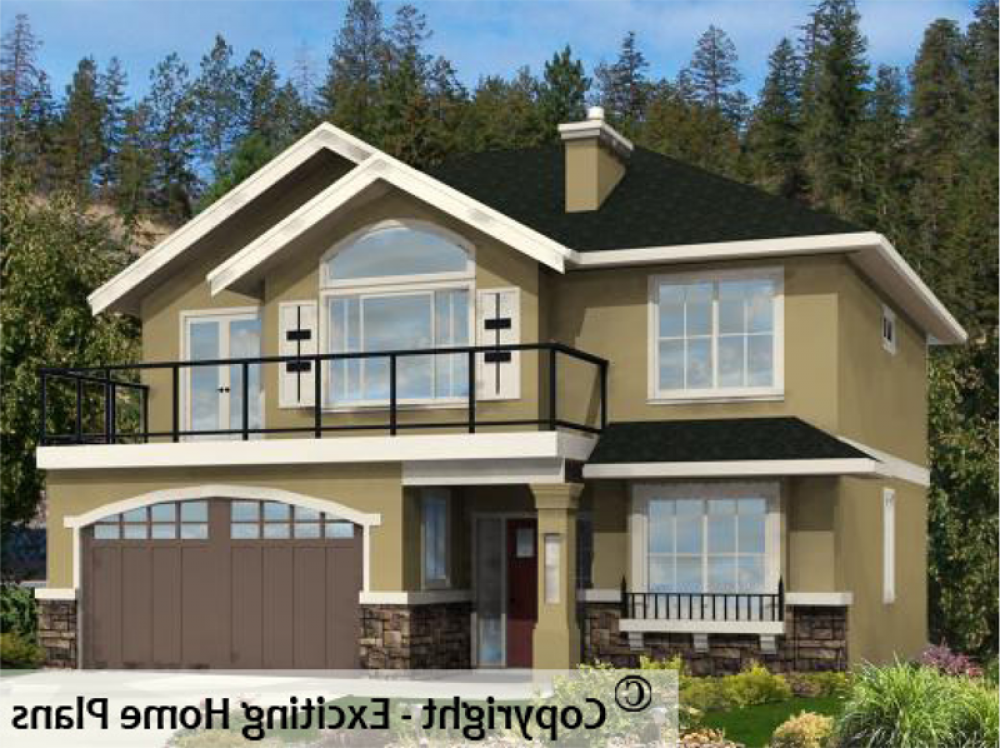 House Plan E1043-10 Exterior 3D View REVERSE