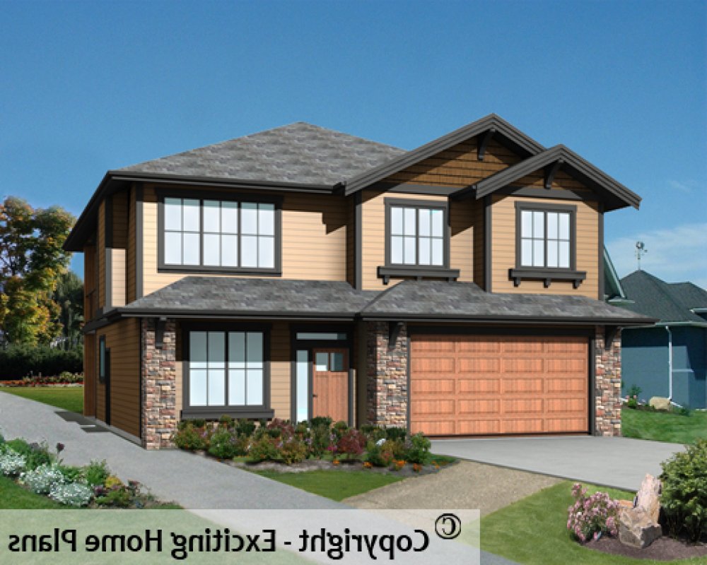 House Plan E1536-10 Front 3D View REVERSE