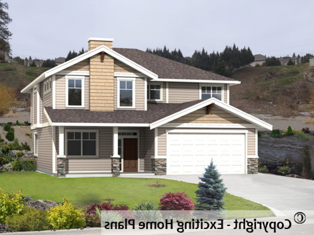 House Plan E1621-10 Front 3D View REVERSE