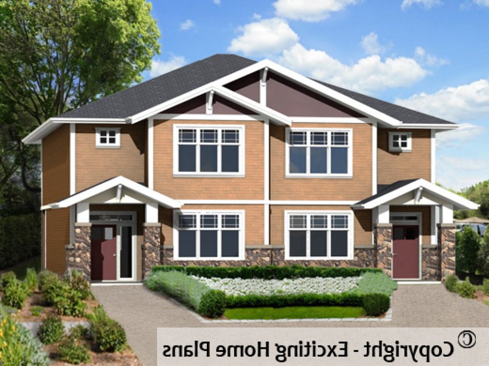 House Plan E1564-10 Front 3D View REVERSE