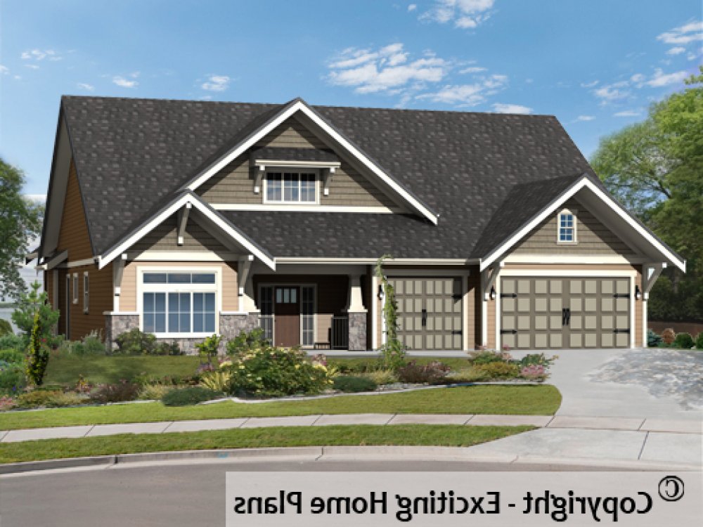 House Plan E1588-10 Front 3D  View REVERSE