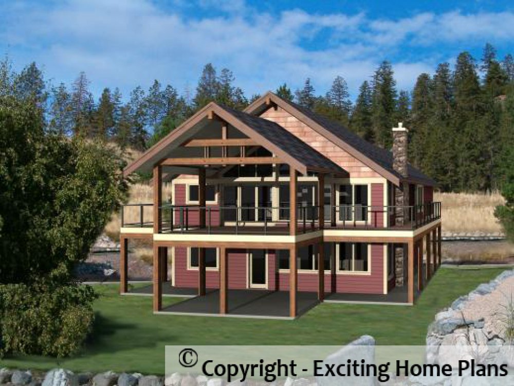 House Plan E1182-10 Rear 3D View