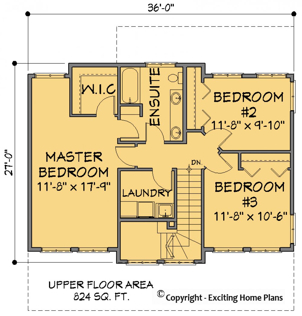 House Plan E1156-10 Upper Floor Plan