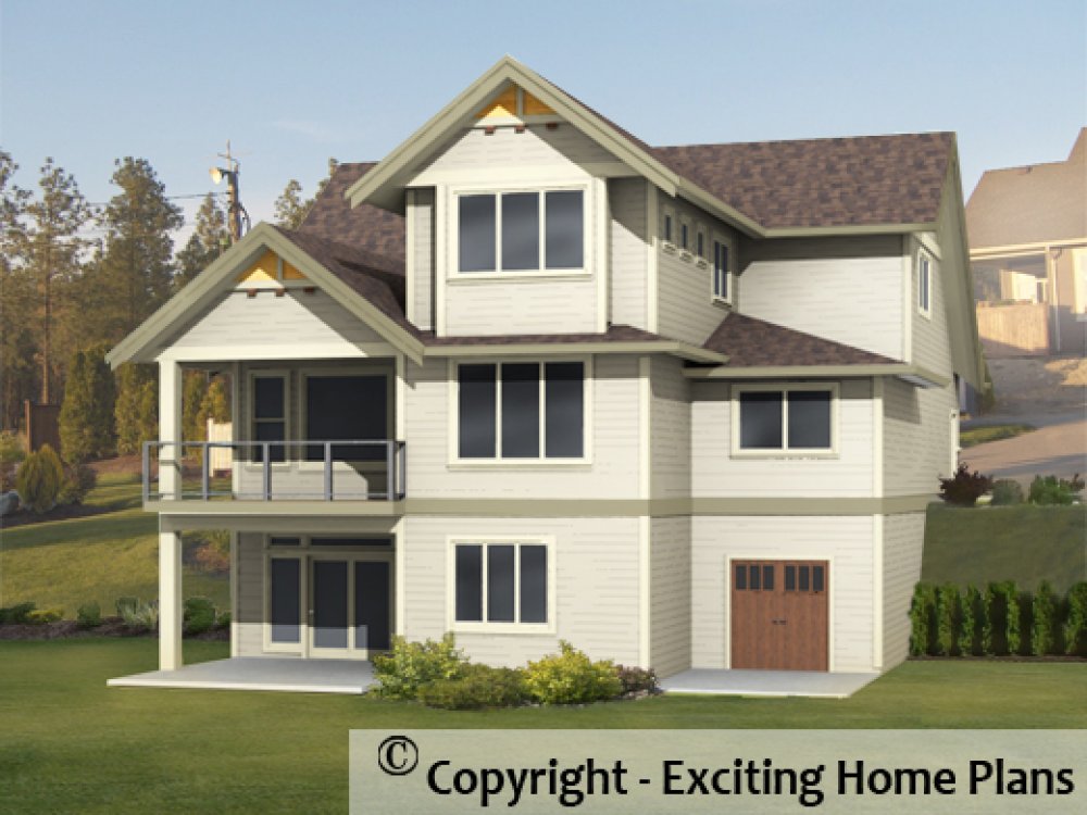 House Plan E1373-10 Rear 3D View