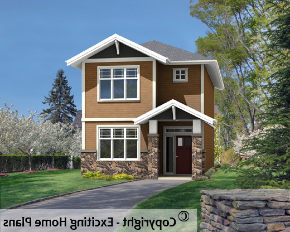 House Plan E1563-10 Front 3D View REVERSE