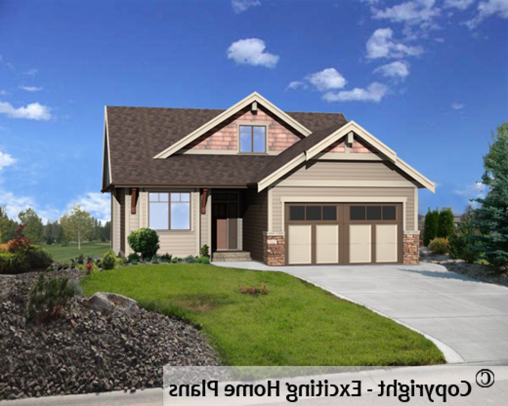 House Plan E1593-10 Front 3D View REVERSE