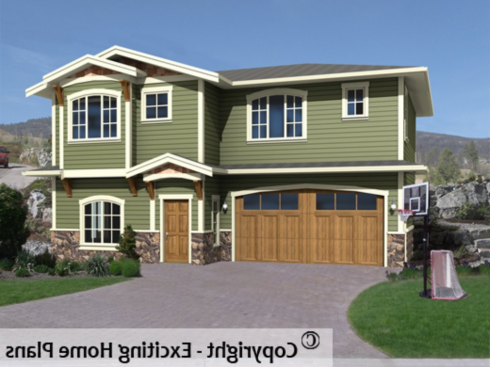 House Plan E1314-10 Front 3D View REVERSE