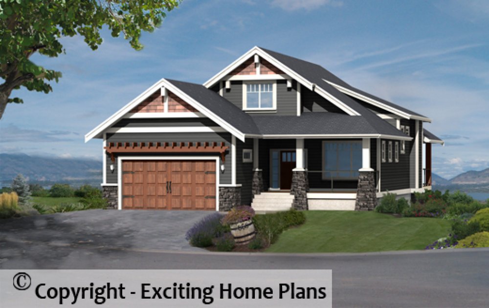 House Plan E1461-10 Front 3D View