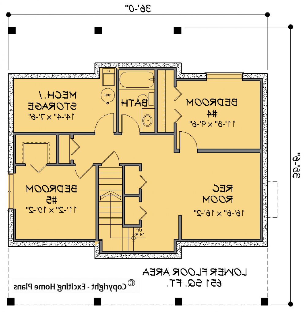 House Plan E1156-10  Lower Floor Plan REVERSE