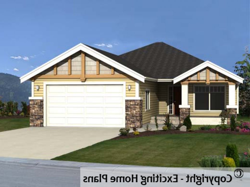 House Plan E1283-10 Exterior 3D View REVERSE