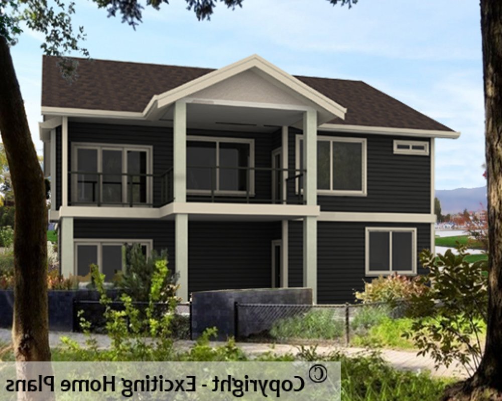 House Plan E1589-10 Rear 3D View REVERSE