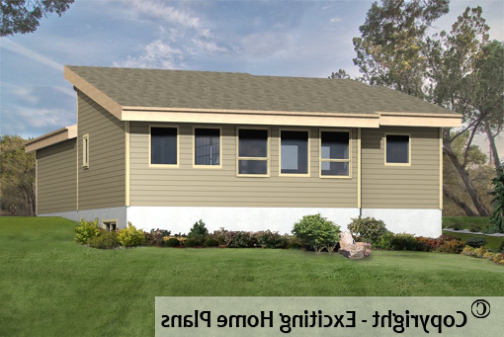 House Plan E1724-10  Rear 3D View REVERSE