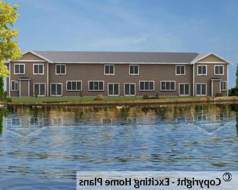 House Plan E1528-10 Rear 3D View REVERSE